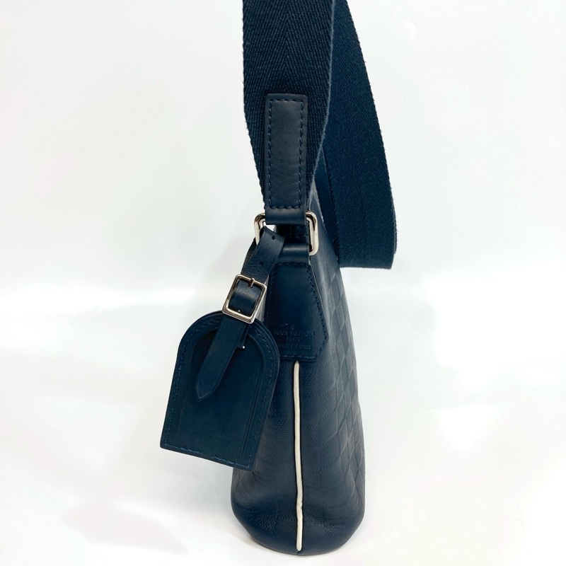 LV海軍藍牛皮棋盤格Mick pm斜背包N41637-19