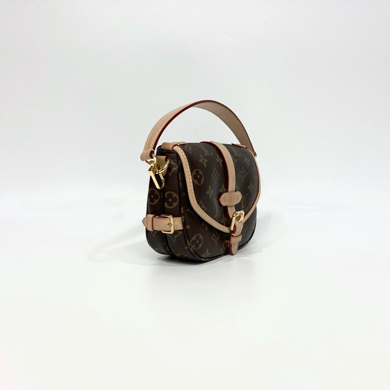 LV原花金釦Saumur BB雙子星手提斜背包M46740-2