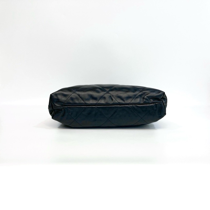 🕯️近全新香奈兒22包CHANEL黑銀中號油蠟牛皮22包/AS3261/垃圾袋-4