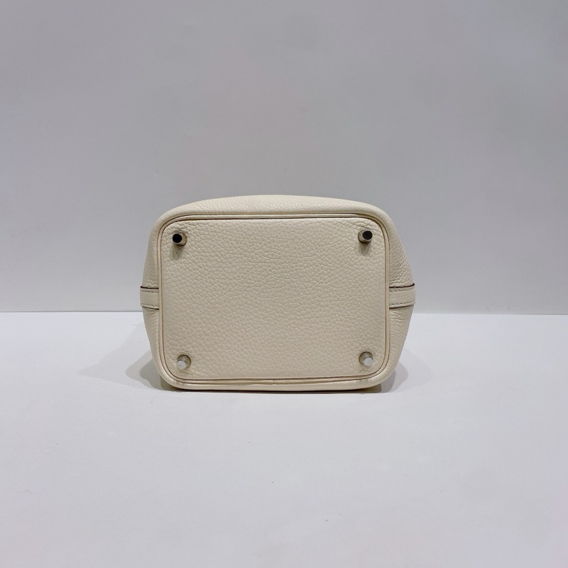 Hermès 愛馬仕 picotin 菜籃子18 銀扣 Z刻 奶油白拼棕手提-4