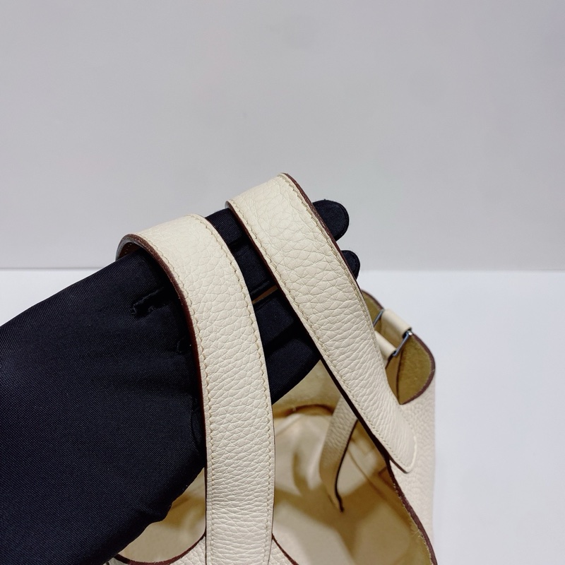 Hermès 愛馬仕 picotin 菜籃子18 銀扣 Z刻 奶油白拼棕手提-5