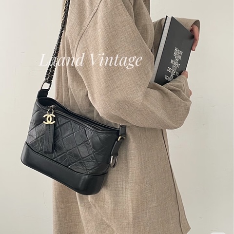 🕯️近全新Chanel 香奈兒 黑色 揉製牛皮 Gabrielle 小號流浪包 肩背包 斜背包 銀金雙色鍊帶 A91810