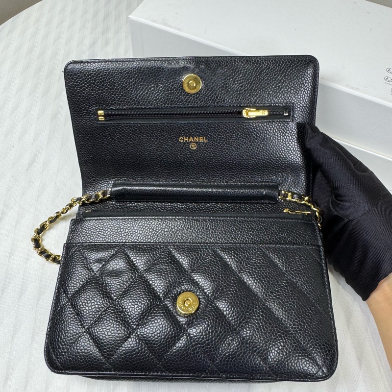 Chanel 黑金荔枝牛皮大WOC發財包Wallet on chain-2