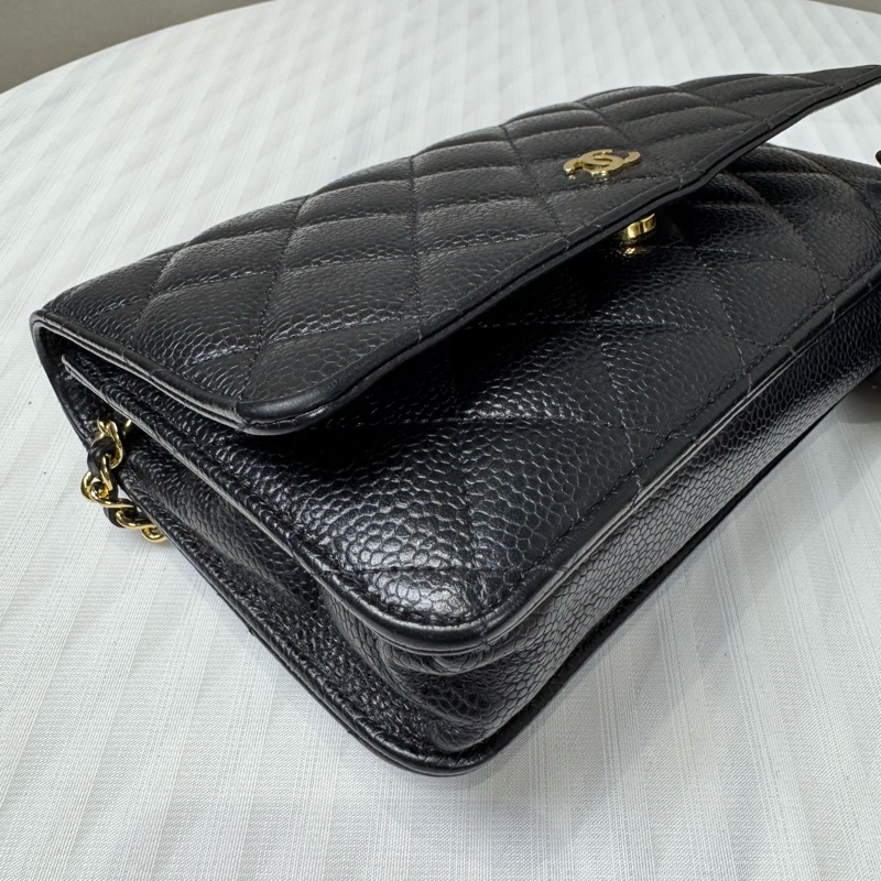 Chanel 黑金荔枝牛皮大WOC發財包Wallet on chain-4