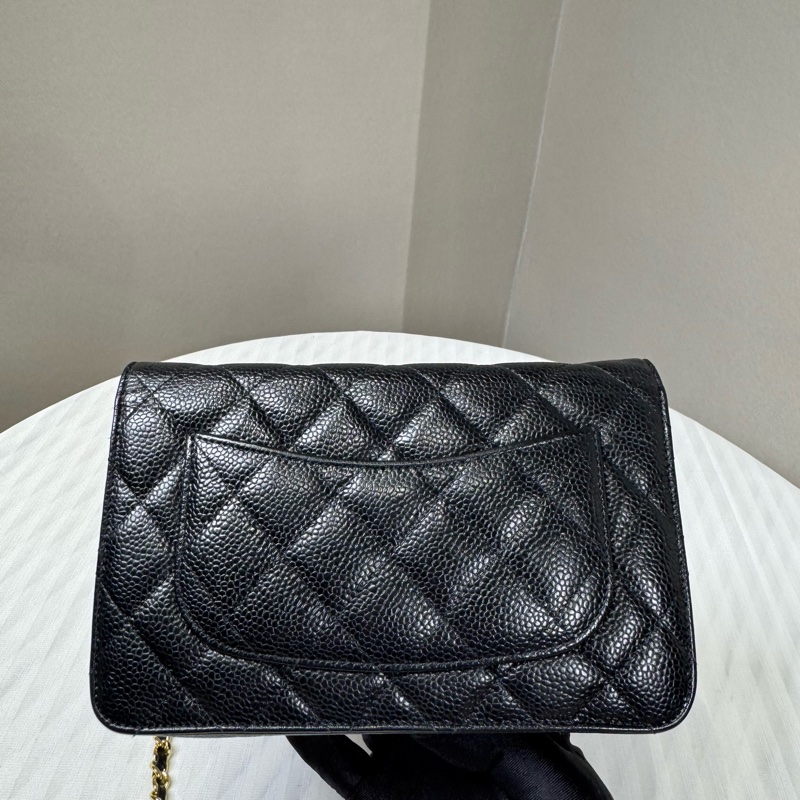 Chanel 黑金荔枝牛皮大WOC發財包Wallet on chain-5