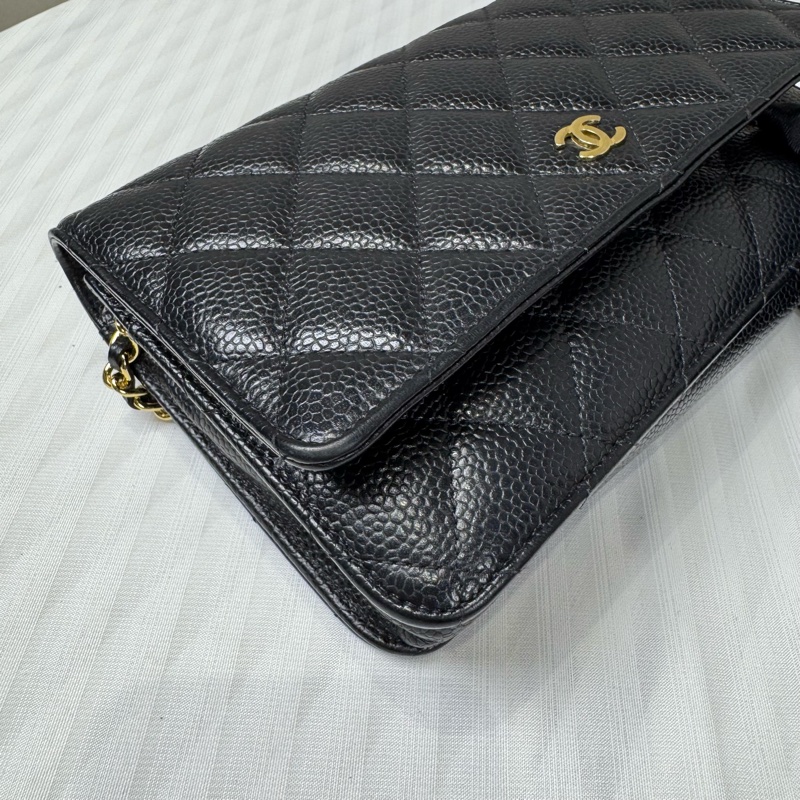 Chanel 黑金荔枝牛皮大WOC發財包Wallet on chain-8