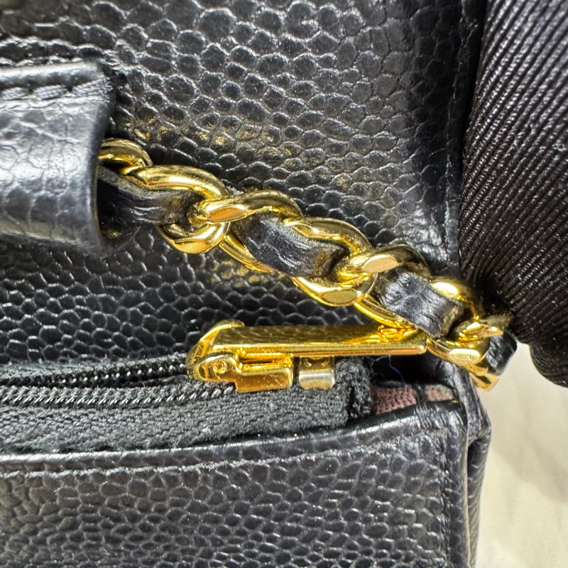 Chanel 黑金荔枝牛皮大WOC發財包Wallet on chain-12