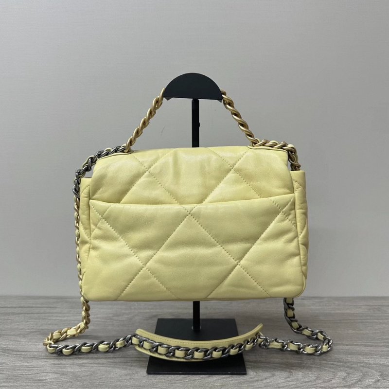 CHANEL 19bag小雞黃金扣小號手提肩背斜背包25*16*7 98新配件塵袋-1