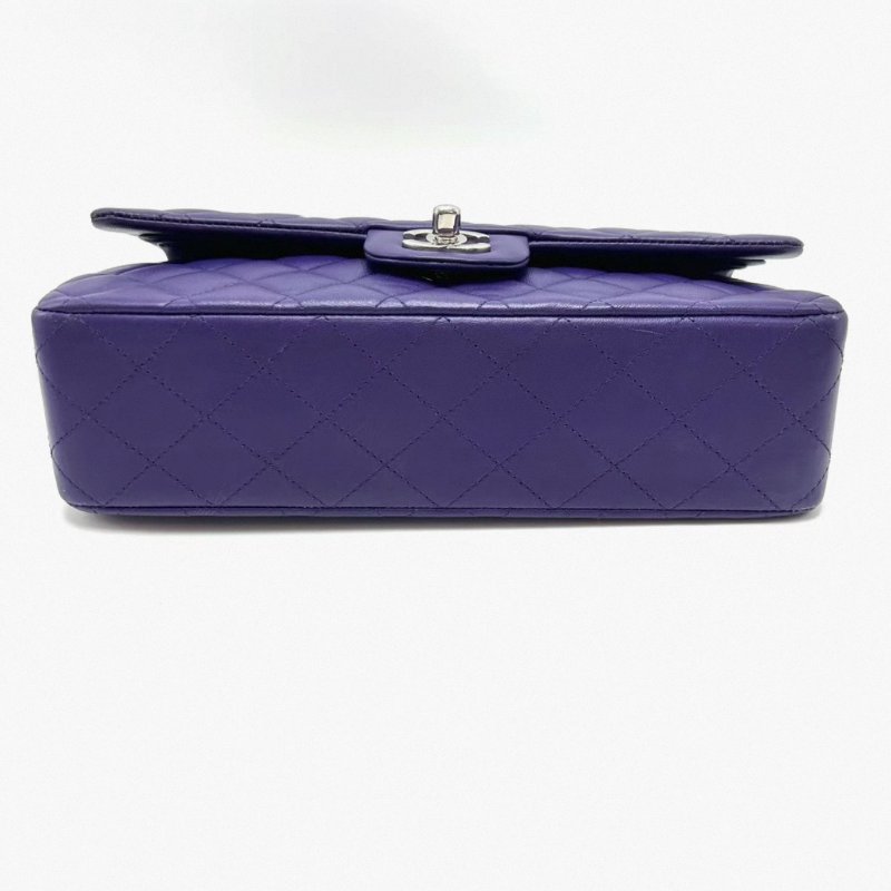 CHANEL紫色銀扣CF中號肩背斜背包 25*16*7 98新配件塵袋幫-4