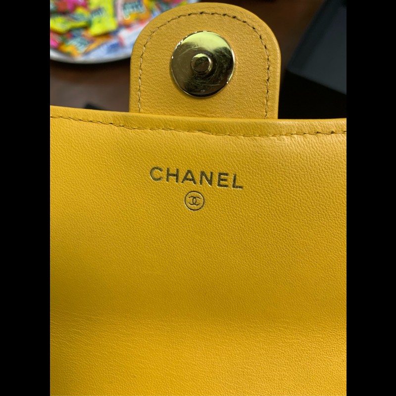 Chanel 手柄woc包薑黃色 鏈條肩背包斜背包 晶片款-2