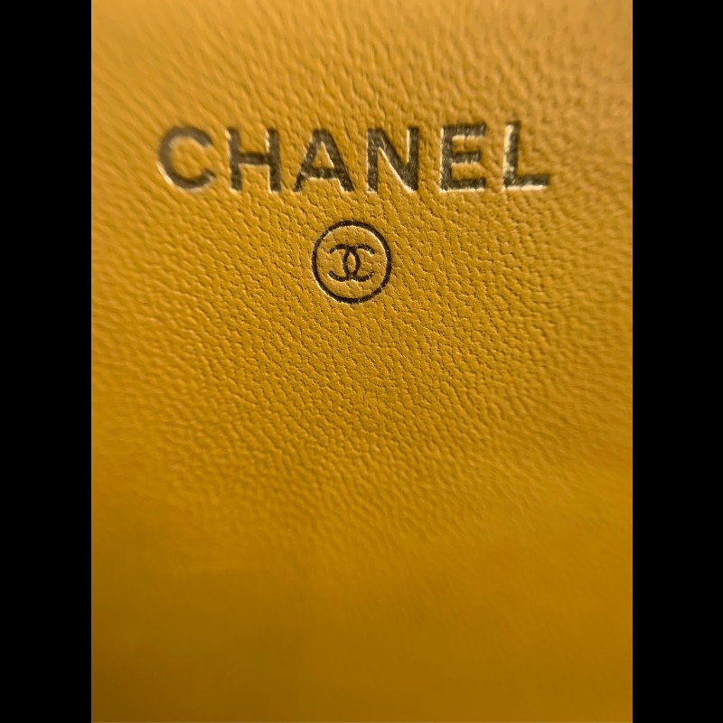 Chanel 手柄woc包薑黃色 鏈條肩背包斜背包 晶片款-4