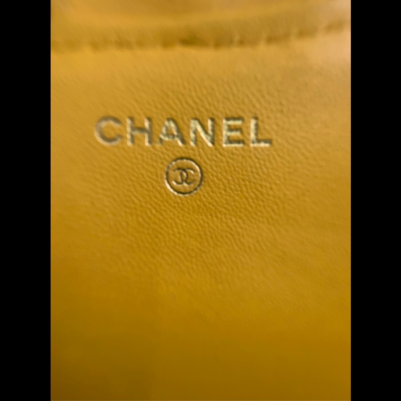 Chanel 手柄woc包薑黃色 鏈條肩背包斜背包 晶片款-7