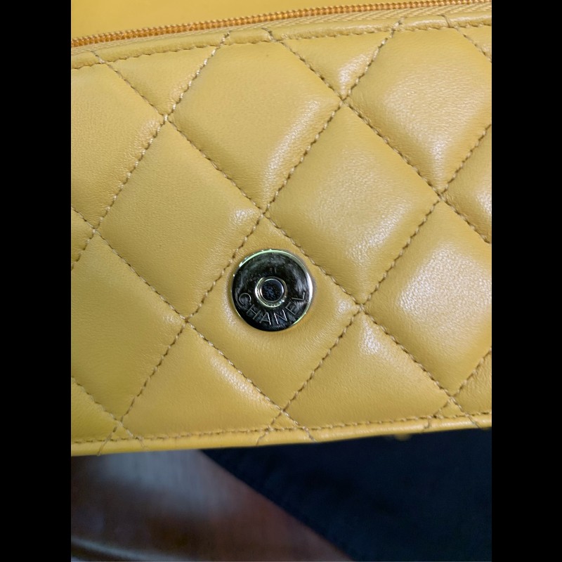 Chanel 手柄woc包薑黃色 鏈條肩背包斜背包 晶片款-8