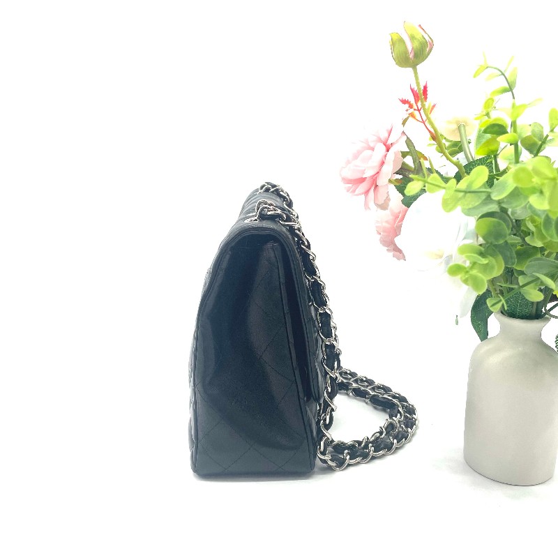 Chanel CF系列 jumbo黑銀羊皮鏈條包-3