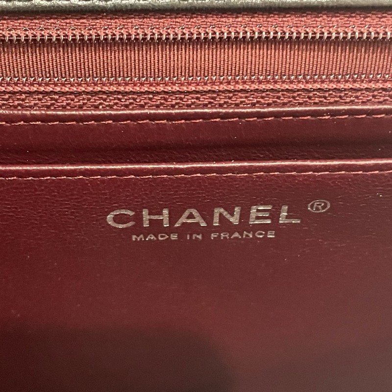 Chanel CF系列 jumbo黑銀羊皮鏈條包-8