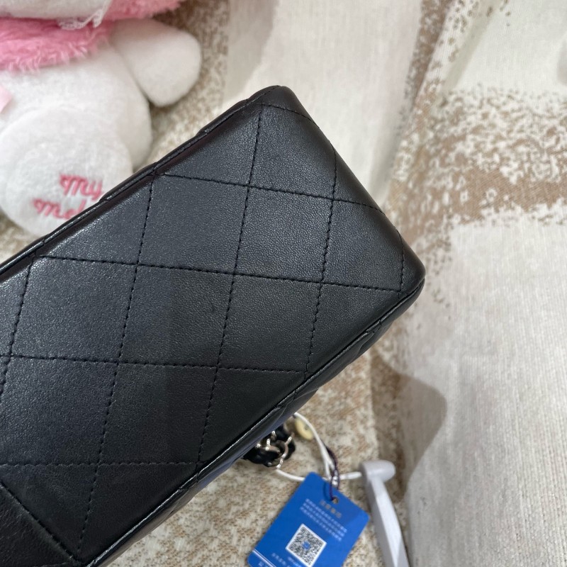 Chanel CF系列 jumbo黑銀羊皮鏈條包-14