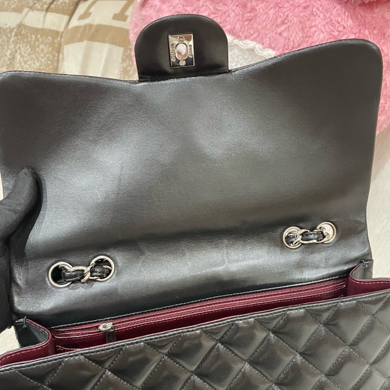 Chanel CF系列 jumbo黑銀羊皮鏈條包-19