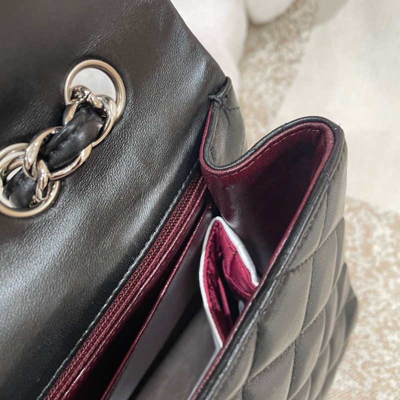 Chanel CF系列 jumbo黑銀羊皮鏈條包-20