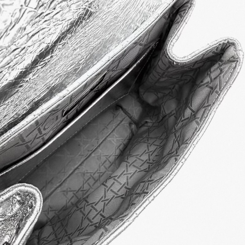 DIOR Stardust爆裂紋銀色小熊後背包18*22*7 98新配件塵袋-5