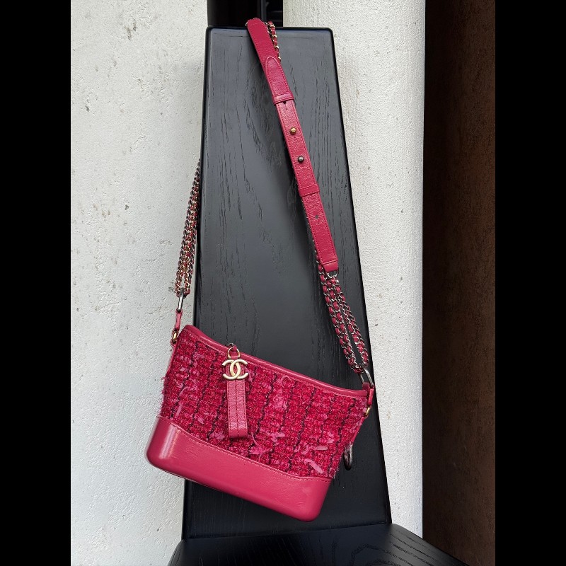 Chanel 紅色毛呢流浪包 小號-1