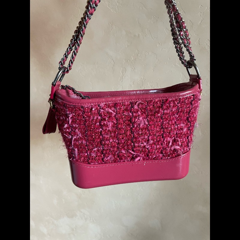 Chanel 紅色毛呢流浪包 小號-4