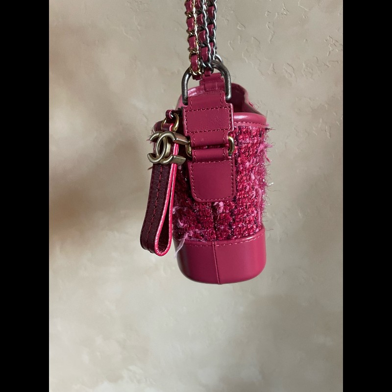 Chanel 紅色毛呢流浪包 小號-5