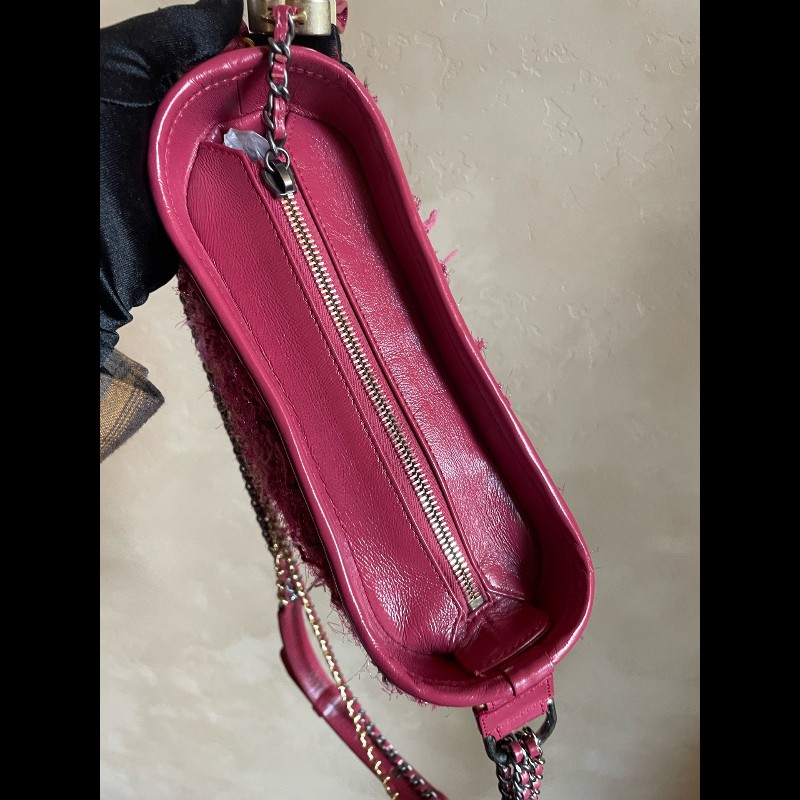 Chanel 紅色毛呢流浪包 小號-6