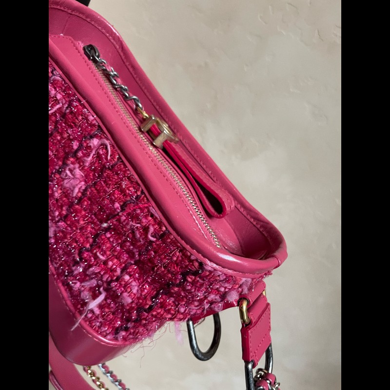 Chanel 紅色毛呢流浪包 小號-8