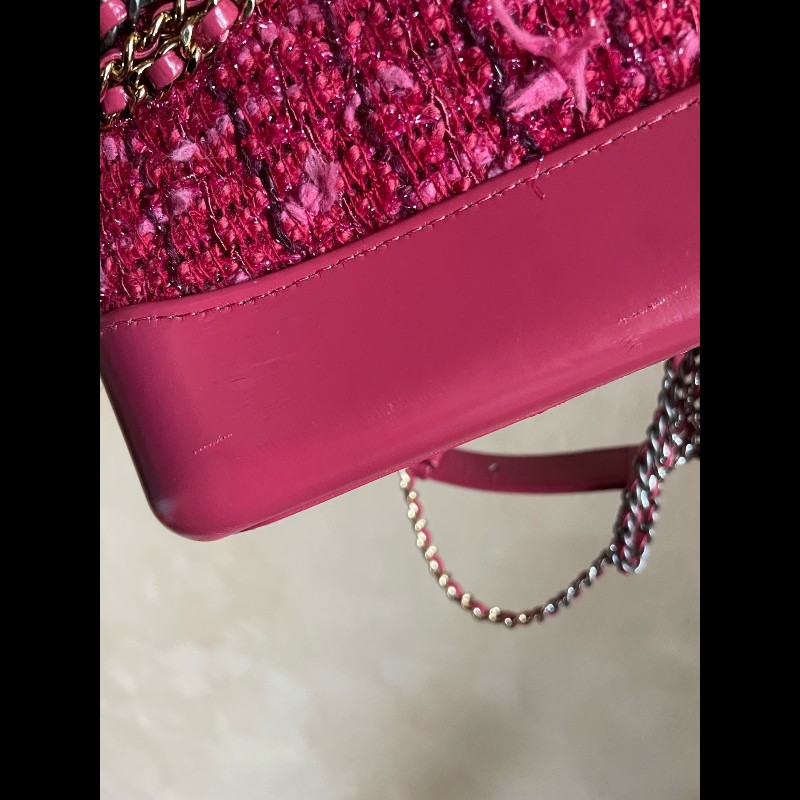 Chanel 紅色毛呢流浪包 小號-15