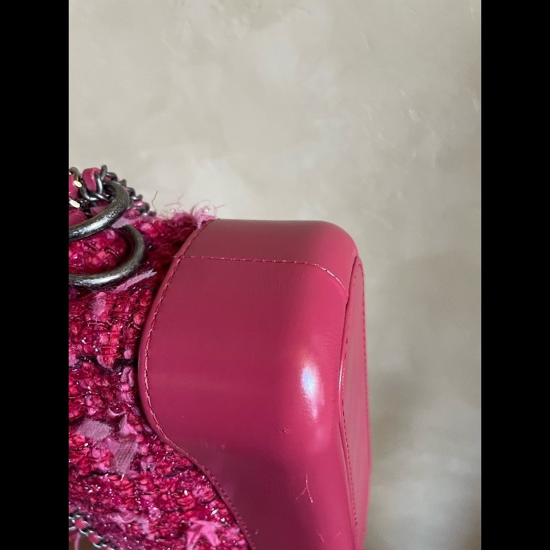 Chanel 紅色毛呢流浪包 小號-17