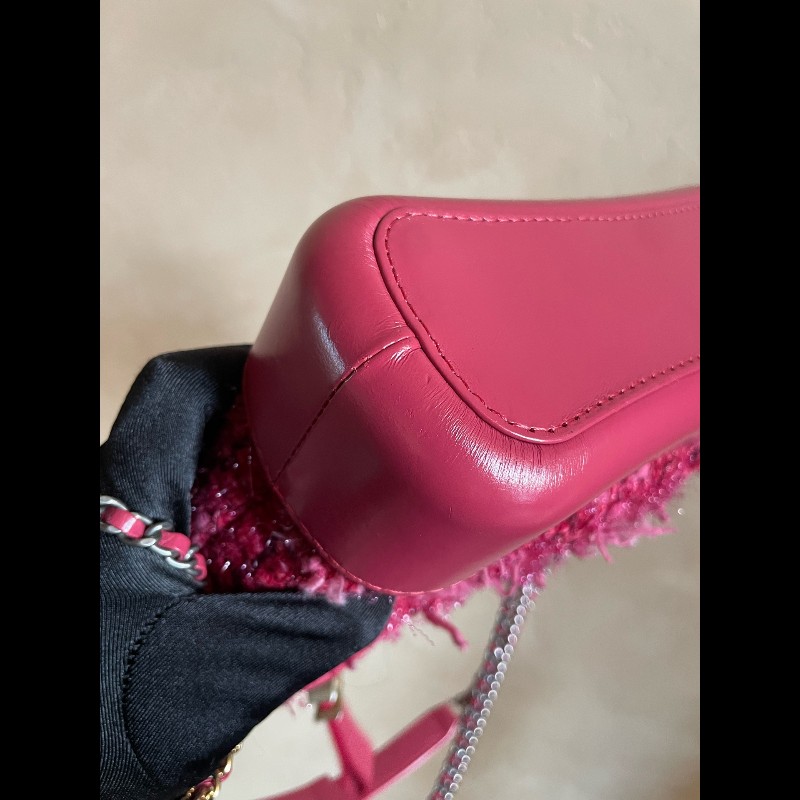 Chanel 紅色毛呢流浪包 小號-18