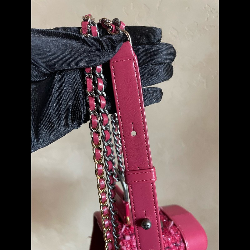 Chanel 紅色毛呢流浪包 小號-23