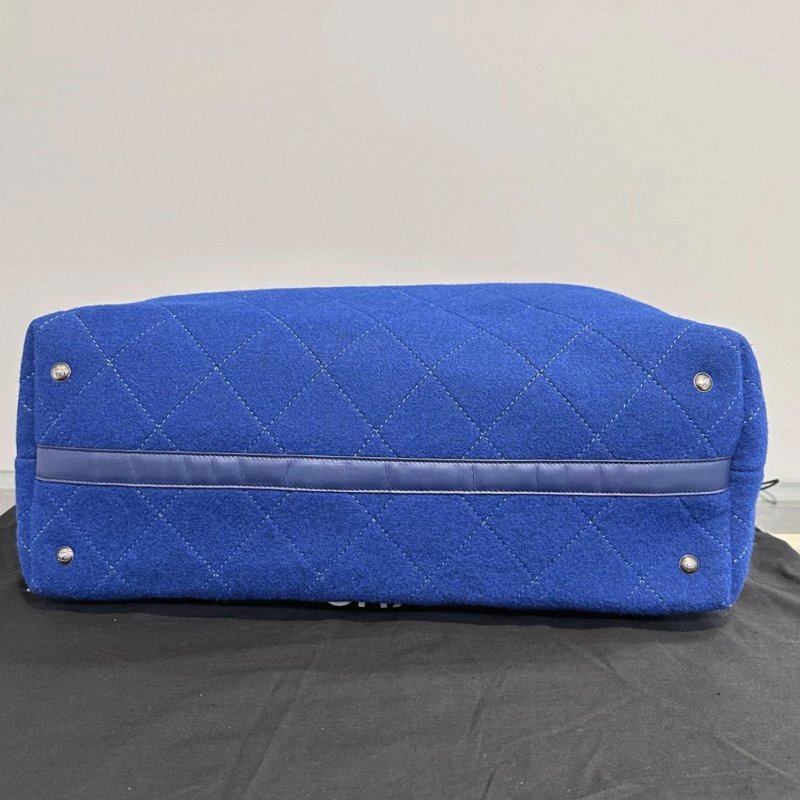 CHANEL藍色毛氈large shopping 手提肩背托特包44*31*17 98新配件塵袋-3