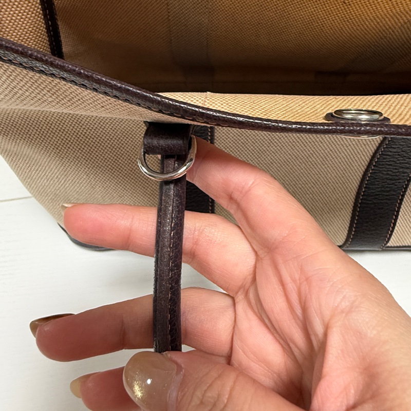Hermès 愛馬仕 花園 Garden Party 30帆布皮革,棕色米色-10