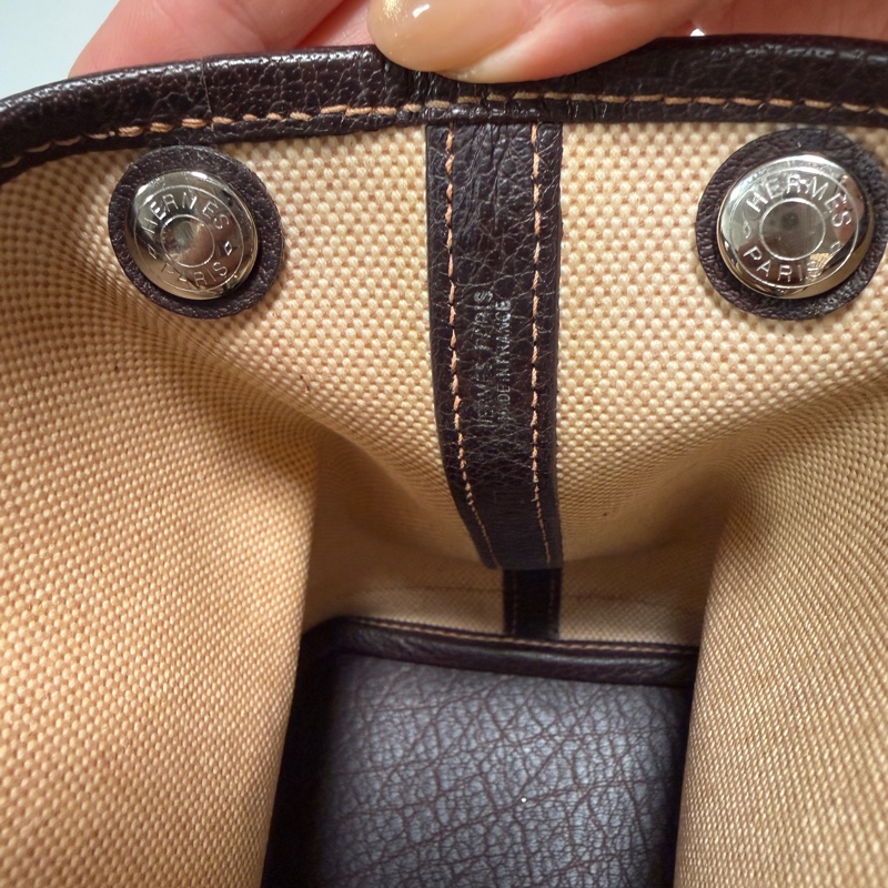 Hermès 愛馬仕 花園 Garden Party 30帆布皮革,棕色米色-11