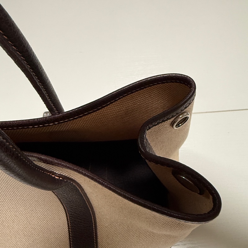 Hermès 愛馬仕 花園 Garden Party 30帆布皮革,棕色米色-14