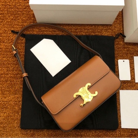 「JL精品代購」98新 Celine腋下凱旋門 金棕金