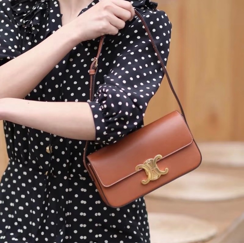 「JL精品代購」98新 Celine腋下凱旋門 金棕金-1