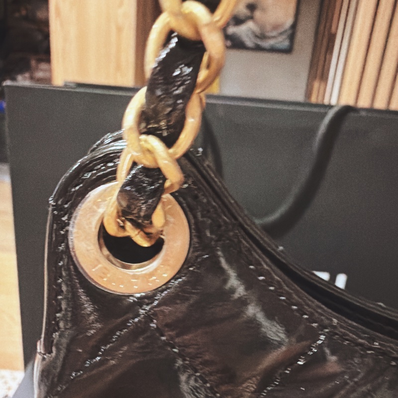 CHANEL 香奈兒 HOBO BAG 流浪包 金Logo 23cm-15
