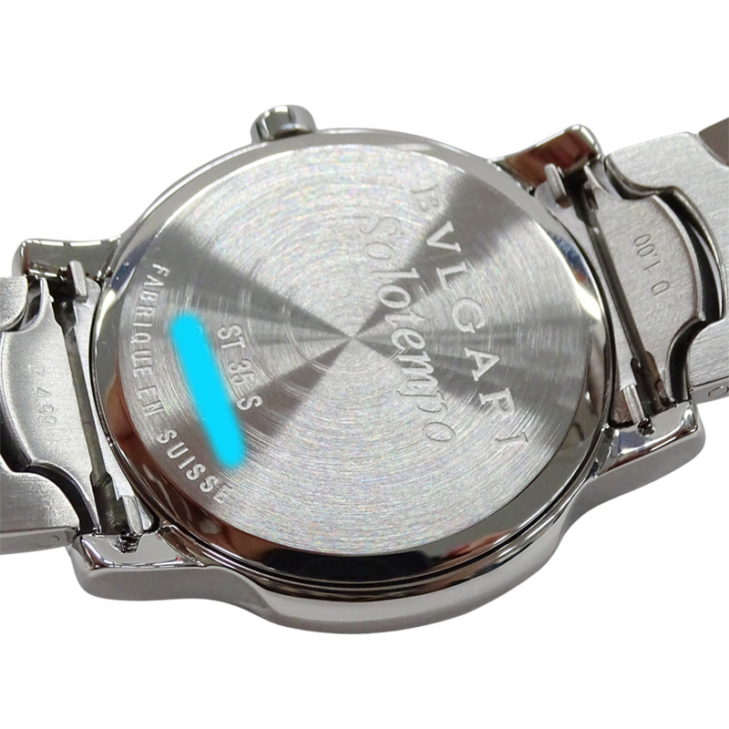 寶格麗 (Bvlgari) 男士 Solotempo 日期石英腕錶,QZ 不鏽鋼材質,ST35S,銀/黑色,拋光-5