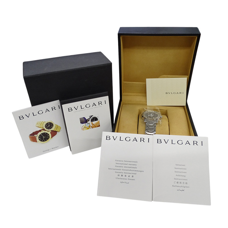 寶格麗 (Bvlgari) 男士 Solotempo 日期石英腕錶,QZ 不鏽鋼材質,ST35S,銀/黑色,拋光-6