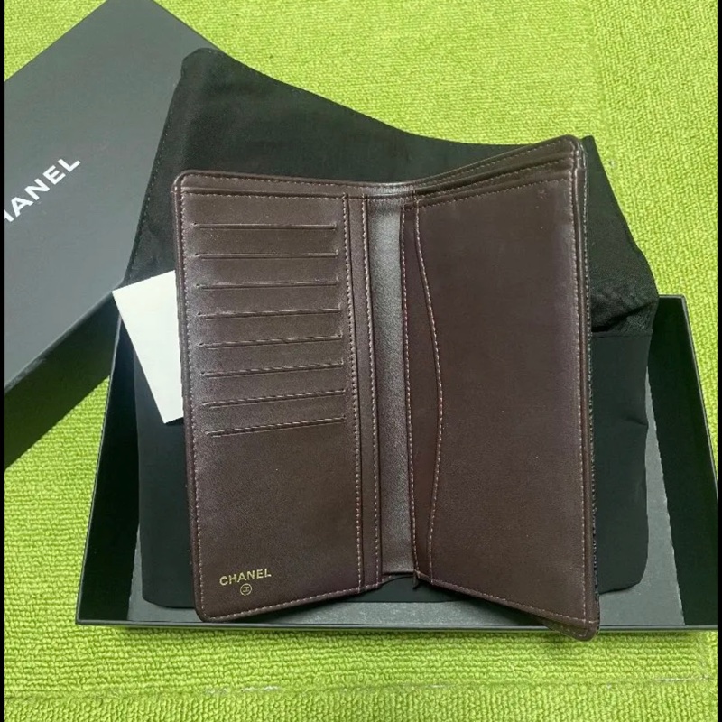 CHANEL 黑金荔枝對折長夾-3