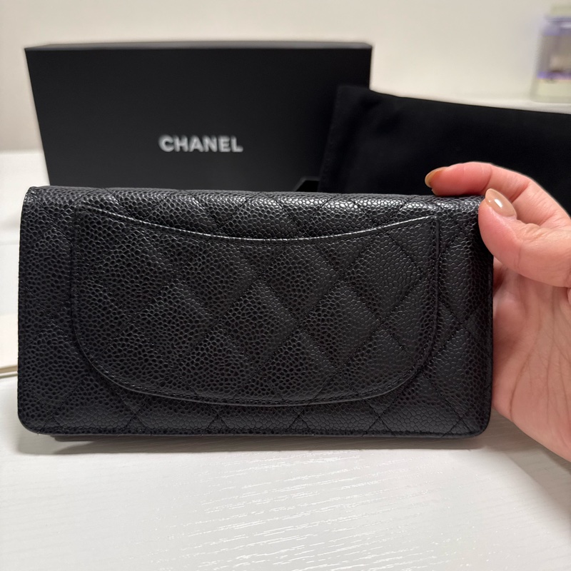 CHANEL 黑金荔枝對折長夾-6