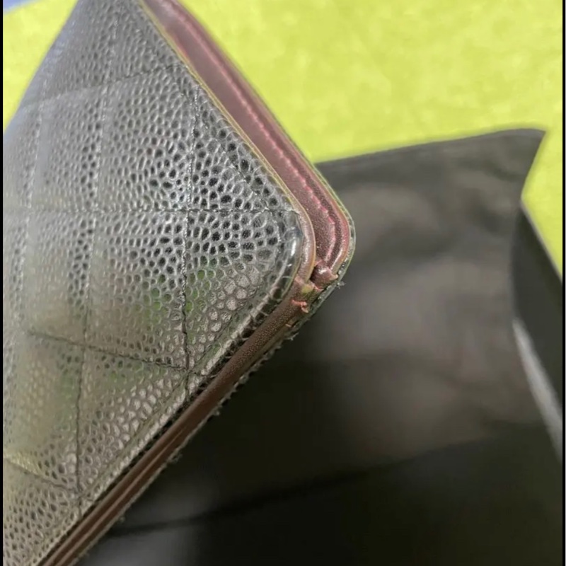 CHANEL 黑金荔枝對折長夾-7