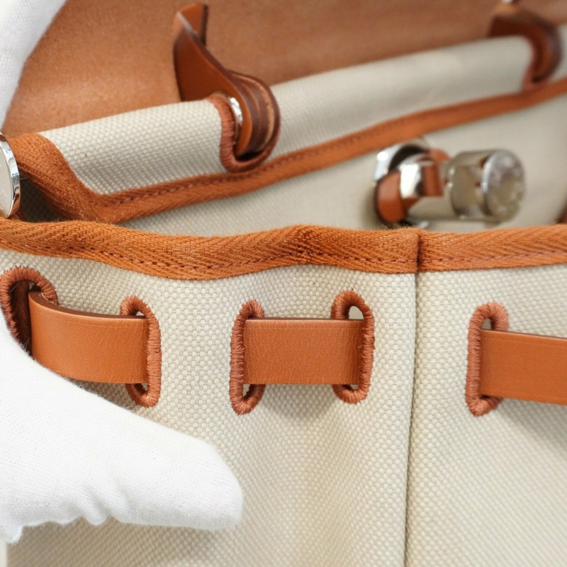 愛馬仕 Hermès Airbag Zip PM 手提包,軍綠色帆布,天然色,Y 字印記,兩用包,女士,P1859225-13