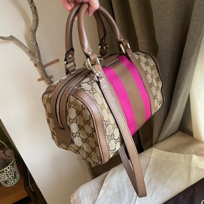 Gucci 波士頓包/speedy25包/圓筒包🧸瀟🧸 GG老花字紋🧸手提/肩背/側背/斜背/小資包🧸正品🧸🈶️原包附長背帶-2