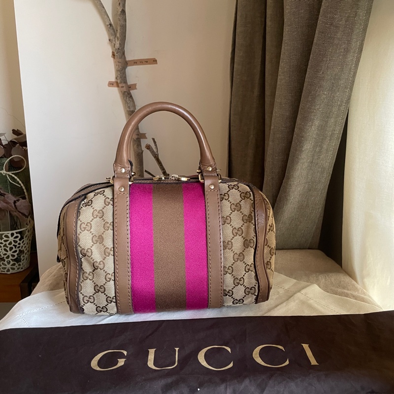 Gucci 波士頓包/speedy25包/圓筒包🧸瀟🧸 GG老花字紋🧸手提/肩背/側背/斜背/小資包🧸正品🧸🈶️原包附長背帶-10