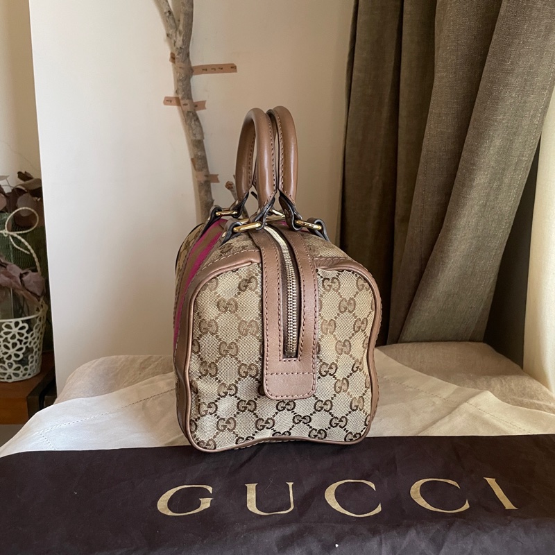 Gucci 波士頓包/speedy25包/圓筒包🧸瀟🧸 GG老花字紋🧸手提/肩背/側背/斜背/小資包🧸正品🧸🈶️原包附長背帶-12
