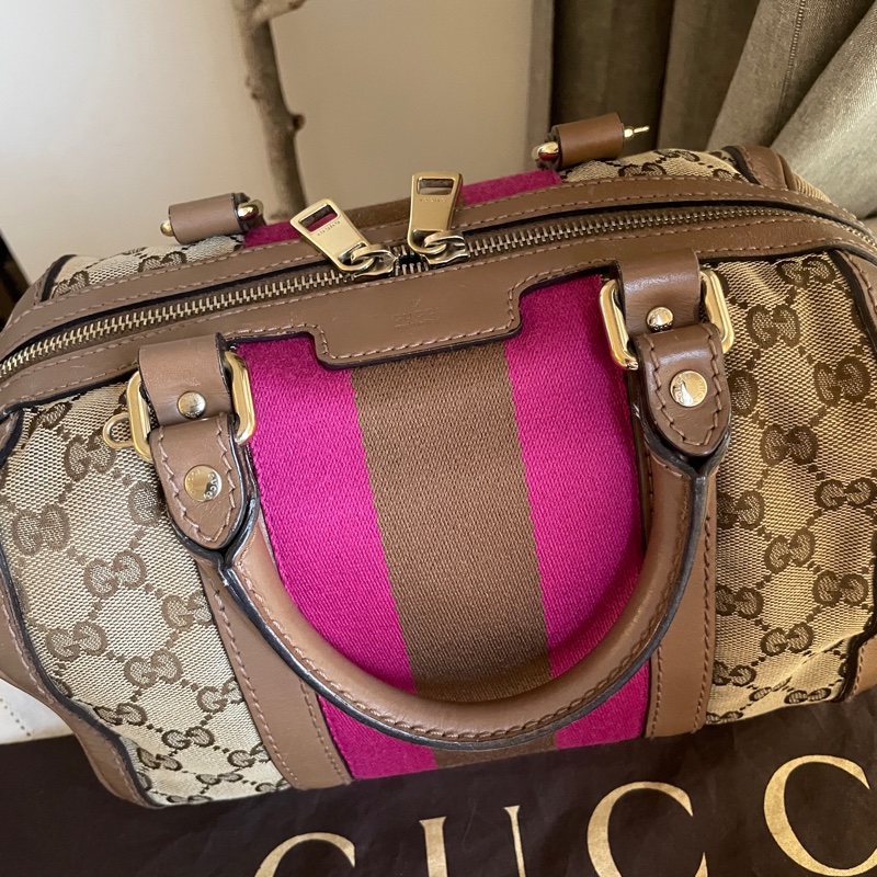 Gucci 波士頓包/speedy25包/圓筒包🧸瀟🧸 GG老花字紋🧸手提/肩背/側背/斜背/小資包🧸正品🧸🈶️原包附長背帶-17