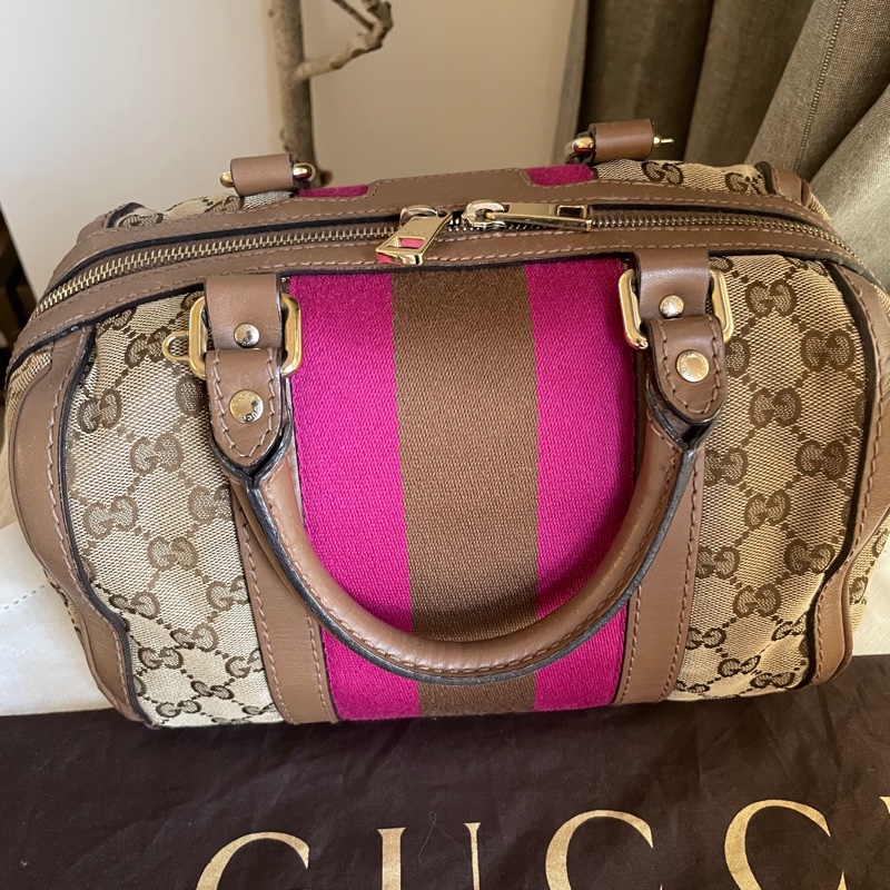Gucci 波士頓包/speedy25包/圓筒包🧸瀟🧸 GG老花字紋🧸手提/肩背/側背/斜背/小資包🧸正品🧸🈶️原包附長背帶-18